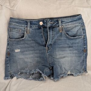Risen Classic Blue Frayed Jean Shorts